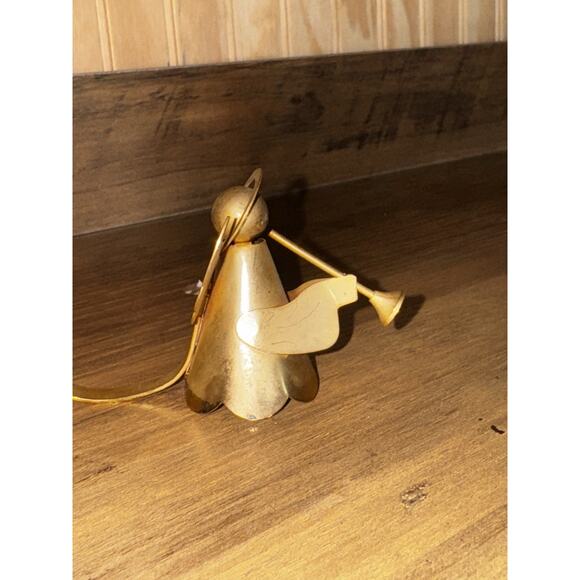 Angel Candle Snuffer Gold Plated On Brass Angel Halo Trumpet Curved Handle VTG - Picture 5 of 11